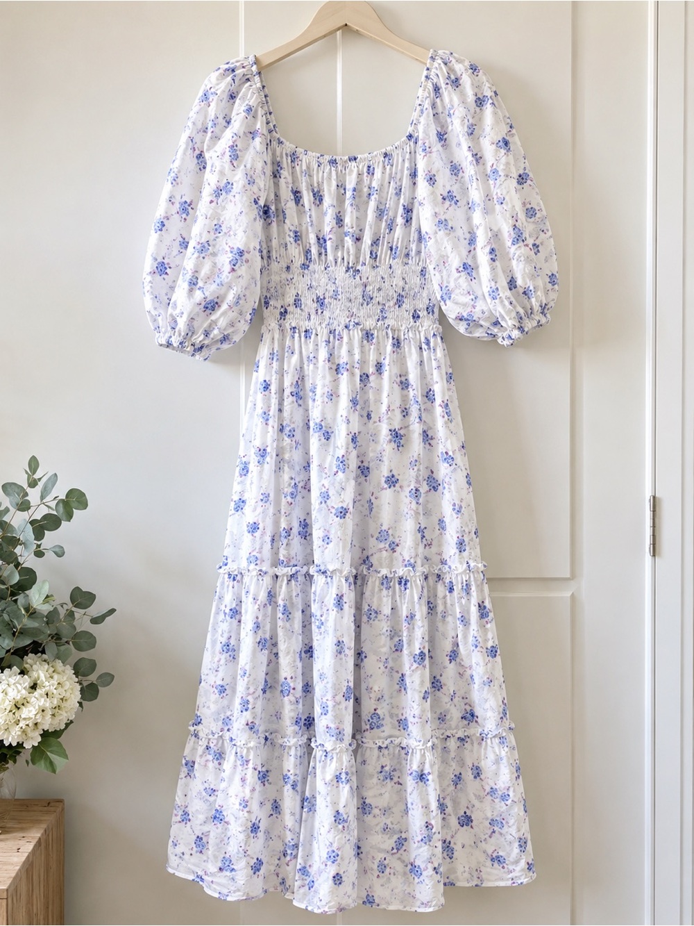 NWOT LoveShackFancy for Target White Maxi Dress with Blue Floral Print